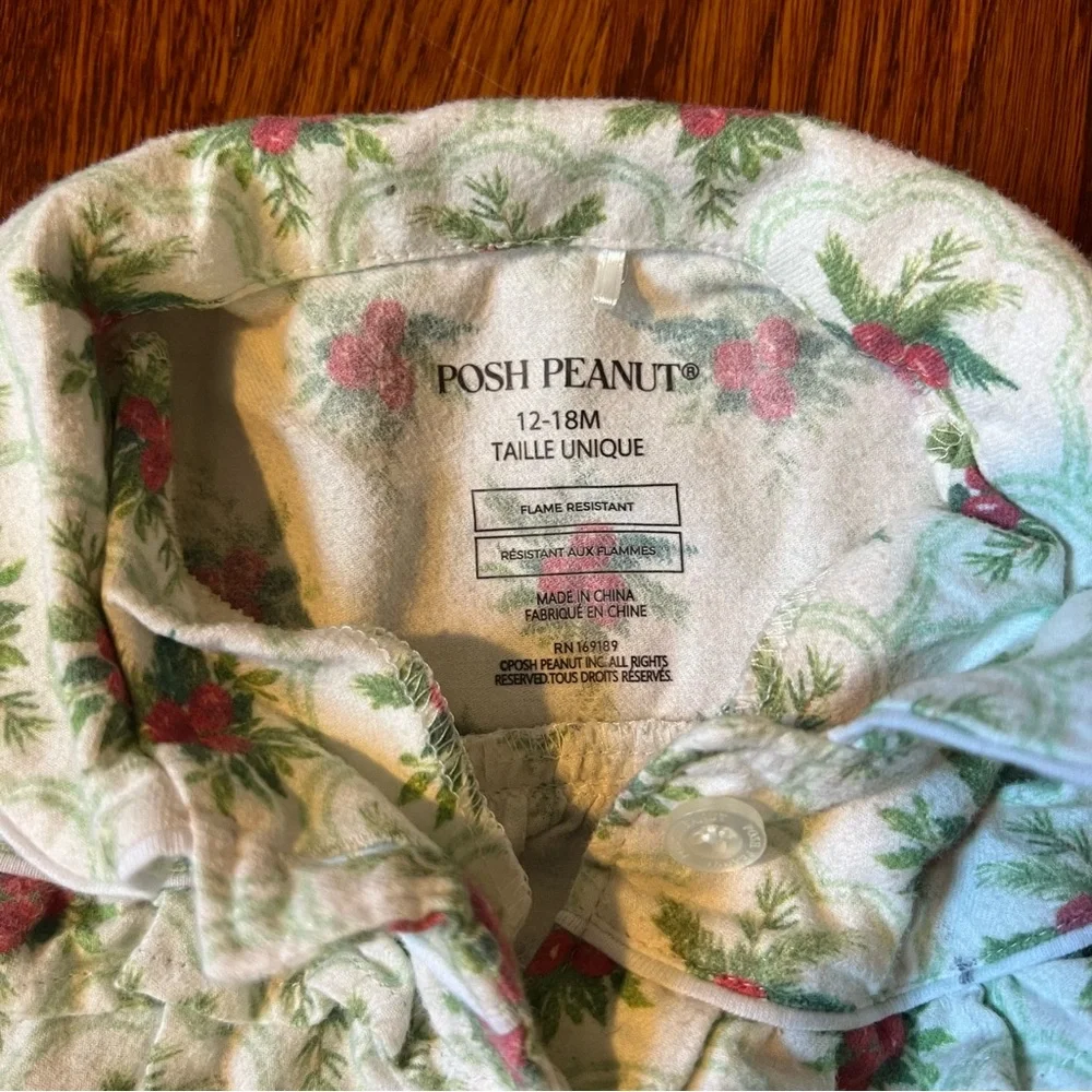 Posh Peanut Gladys Flannelette Ruffled Pajama Set 🎄🌺 Size 12-18M